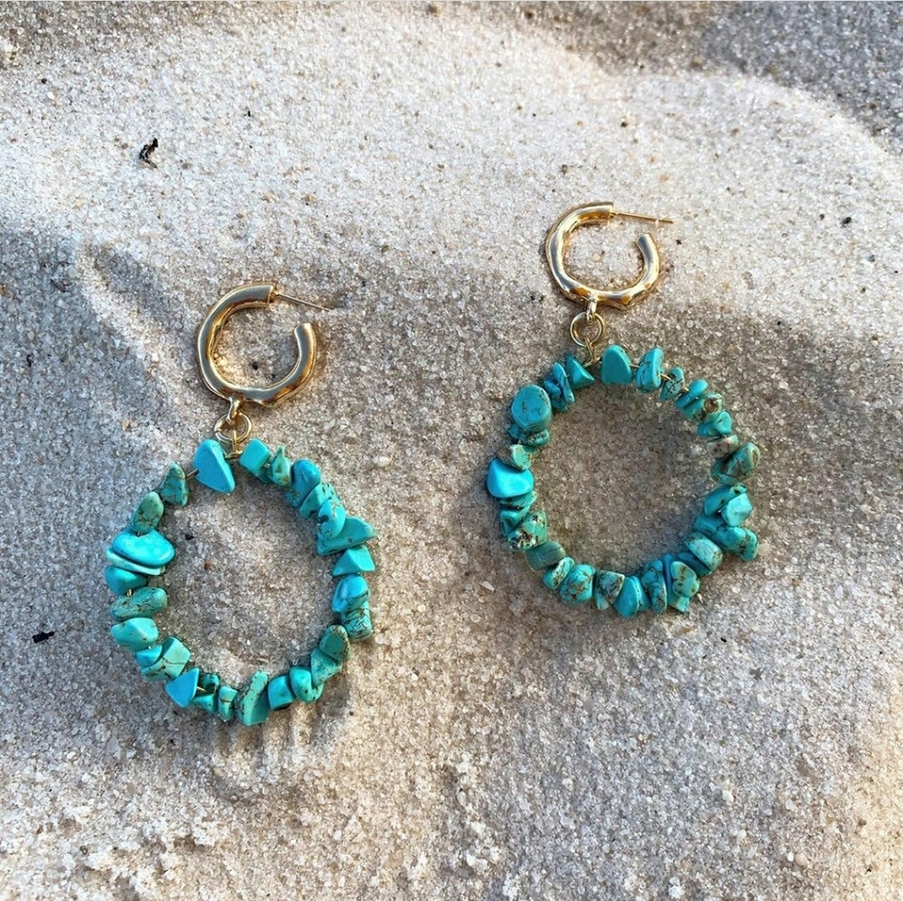 Fashion turquoise hoop earrings